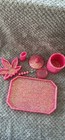 Handmade Resin Tobacco Rolling 7 Pc Tray Set Pink Glitter