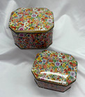 Vintage Decorative Floral Tins By Daher Hinged Lids Made In England Set Of 2