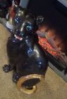 Vintage Mcm Ceramic Black Panther Statue Figure Growling Teeth Large 22  Rare