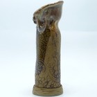 Studio Pottery Lace Impressed Vase 6 5  Brown Tan Vintage 1987 Signed Art