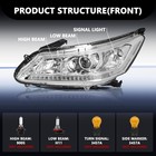 2013-2015 Accord Headlight Assembly Pair Projector Chrome Housing No Drl