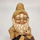 Vintage 1970   s Hand-painted Glazed Ceramic Garden Gnome Shelf Sitter Elf W pipe