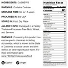 Dry Roasted Whole Cashews     Unsalted  No Oil Added  Kosher  Vegan