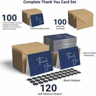 100 Pack Thank You Cards With Envelopes Bulk Set   Stickers - 4x6 Inch Blank Tha
