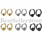 2pcs Unisex Surgical Stainless Steel Hoop Earrings With Bead Huggie Ear Piercing