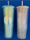 Lot Of  9   Starbucks 24 Oz  Studded Cold Tumbler Cups W straws  New - Un-used  