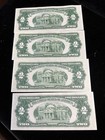 1953 B 2 Dollar Red Seal Bill - 4 Consecutive Star Notes - All Unc 