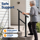 Outdoor Stair Handrail 2 Step Adjustable Railing Galvanized Steel Black 2 Pack
