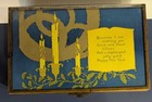 Art Deco Wood Metal Box Happy New Year Jewelry Trinket Card Storage Vtg Antique 