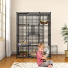 Large Cat Cage Enclosure Metal Wire 4-tier Kennel Diy Playpen Catio With Hammock