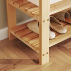 3-tier Retro Bamboo Shoe Rack Bench Organizer Entryway Bench Seat Storage Shelf