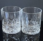 Diamond Cut Whiskey Low Ball Lead Crystal Glasses 3  3 4    Tall 10 Oz Set Of 2 