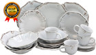 Scalloped Round Stoneware Elegant Dinnerware Dish Set 20 Piece White