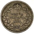 1917 Canada 5 Cent George V Canadian Silver Five Cent Coin -2373