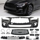 5 13 Pc Front Bumper Grille Set For 2018-2024 Infiniti Q50 Sport W Or W o Sensor