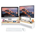 Wood Adjustable Monitor Riser For Desk 2 Tier Dual Monitor Stand With Acrylic   