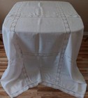 Large Vintage Irish Linen Bobbin Lace Banquet Tablecloth White 100  Pale Ivory