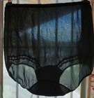Vintage 50s Shadowline Black Sheer Nylon Mushroom Gusset Lace Granny Panties 5 M