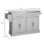 Rolling Kitchen Island Cart With Cabinets And Drawers  Gray
