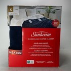 Sunbeam Electric Heated Blanket King 90 X 100 Navy Microplush