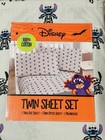 Disney Stitch Twin Sheet Set Gray 100  Cotton 3pc Flat Fitted Pillowcase New
