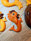 5 Pc Vtg 1970s Fish Family Set Wall Hanging Plaque Decor Art Ceramic Mcm-arnels 
