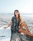 Sand Cloud Adobe Mudcloth Cover Up Black One Size