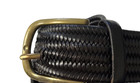 Made In Italy S m Men   s Dark Brown Woven Stretch Leather Brass Buckle Belt