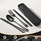 Travel Utensils With Case  Stainless Steel Camping Cutlery Set  Reinforced Case