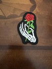Grateful Dead   Skeleton Hand Holding Rose   New Embroidered Patch  