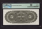 Costa Rica 5 Pesos 1899 Ps163r1  remainder  Uncirculated Grade 65