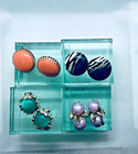 Earrings Lot Retro Vintage Green Orange Lilac   Animal Print Clip-on 4 Pairs