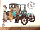 Handpainted Freda Dickie First Day Cover  Electric Auto 17c Coil Stamp  1981