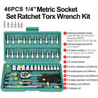 46 Pcs Socket Wrench Set 1 4  Drive Ratchet Metric Kit Garage Car Repair Tool Us