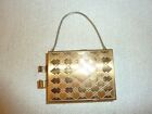 Vintage Gold Tone Makeup Compact Case Lipstick Mirror Cigarette    Carry All 