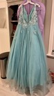 Alyce Paris Blue Plus Size 16 Sleeveless Tulle Floor-length Formal Dress
