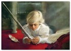 Lovely Children-flowers Of Life Cute Boy Music Kids Art New Modern Postcard