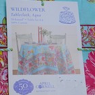 New April Cornell Tablecloth 70 In  Round Wildflowers Aqua 100  Cotton