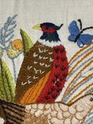 Just We Two Vintage Embr Pillow Erica Wilson Two Pheasants Foliage Butterfly