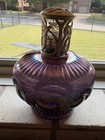 Fenton Zipper Aubergine La-tee-da Silver Crown Carnival Effusion Lamp
