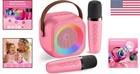 Child-friendly Karaoke Machine With Led Lights   Rechargeable Mics For Parties