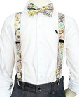 Floral Cotton Bow Tie And Suspenders Set For Medium -  6-12 Yrs     5 Ft  10