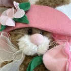 Bunny Rabbit Plush Doll Wearing Hat And Rose Flower Decoration Spring Easter