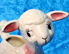 Baby Lamb Planter Ceramic Hand Painted 1950s 8  H X 7 5  L Pink Blue Vintage