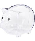 Plastic Piggy Bank 5   x 4   x4 - Save Coins Cash Fun For Kids Clear - Transparent