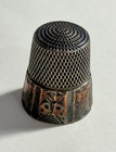 Antique Art Nouveau Simons Sterling Silver 6 Panel Floral Motif Thimble Size 10