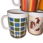 Vintage Thermo-serv Insulated Plastic Coffee Mugs Set Of 5 Mcm Retro 1970s Mod