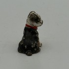 Vintage Miniature Cold Painted Metal Dog Figurine Black White Red Collar 1 25 