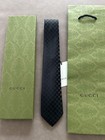 Gucci Mens Tie 3 15     8cm  Gg Pattern Black Nwt