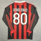 Ac Milan 2009 10 Home Retro Ronaldinho  80 Long Sleeve Soccer Jersey Size Medium